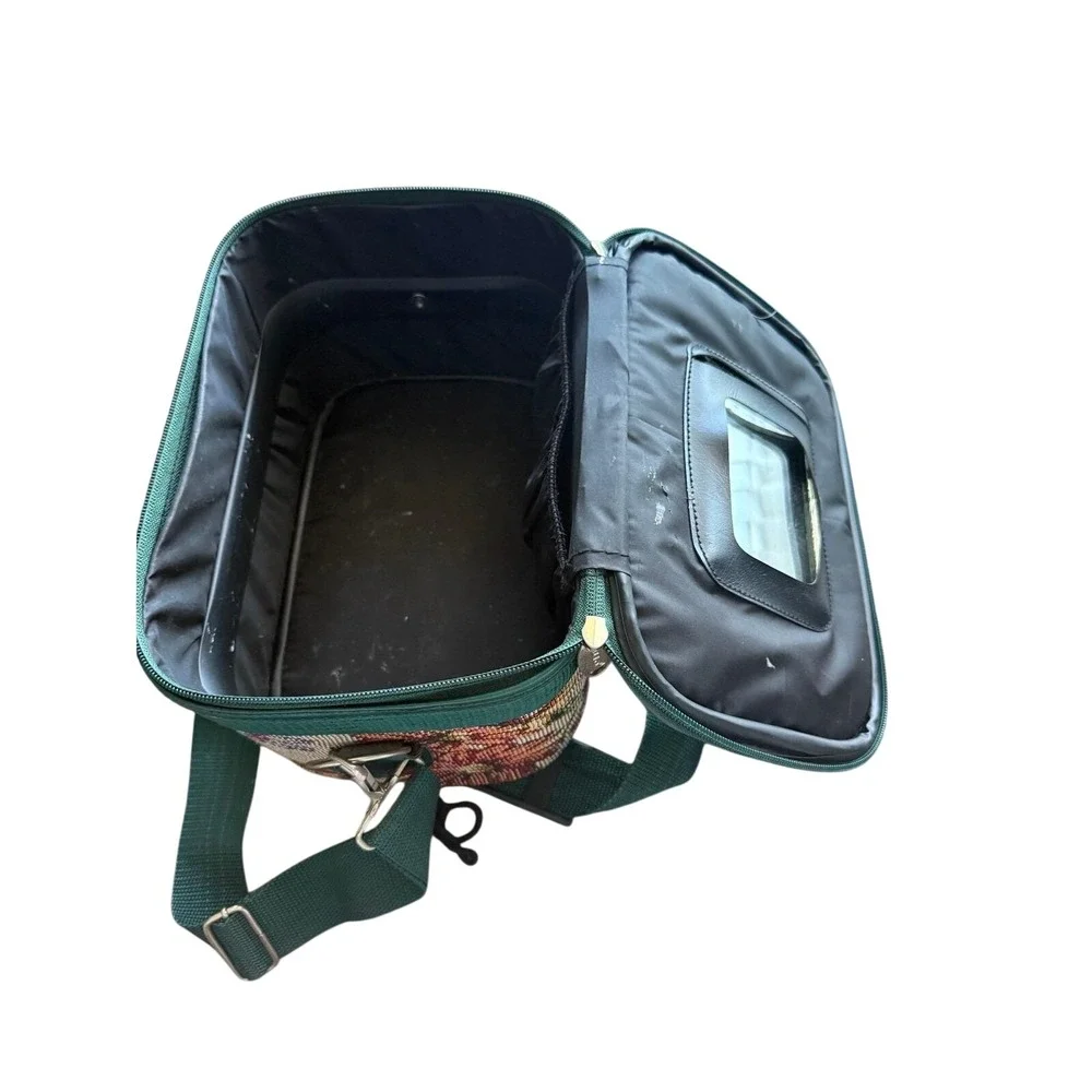 JIO Floral‎ Tapestry Train Case Vintage Cottagecore Green Makeup Travel Bag